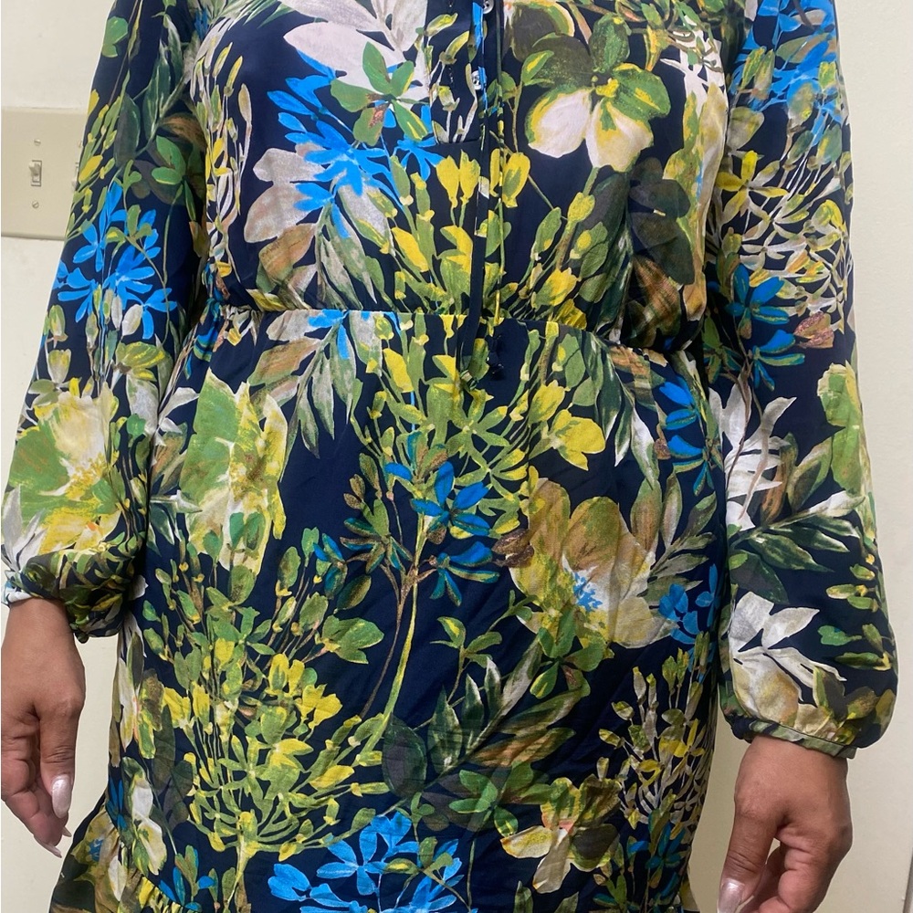 J. Crew Vibrant Floral Long Sleeve Dress